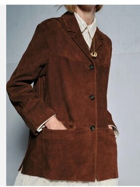 (#1) 100% SUEDE LEATHER JACKET ZW COLLECTION LIMITED EDITION - Brown